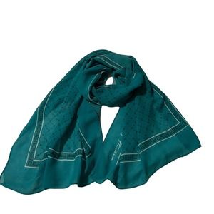 Effy Hematian Sheer Scarf Teal Turquoise Sheer Signature 18.5 x 58